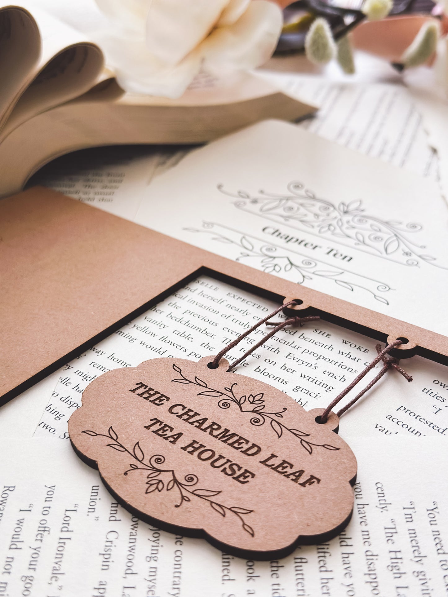 Bookshelf Sign: The Charmed Leaf Tea House