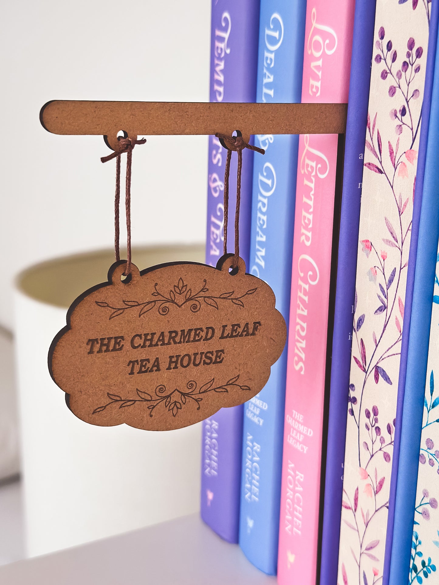 Bookshelf Sign: The Charmed Leaf Tea House